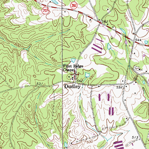 Topographic Map of Flint Ridge Baptist Church, SC