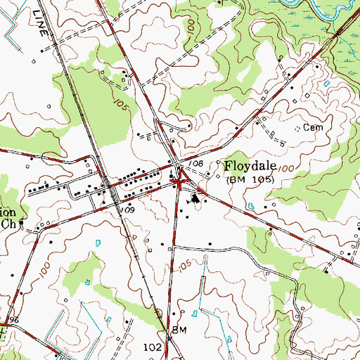 Topographic Map of Floydale, SC