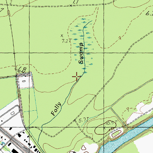 Topographic Map of Folly Swamp, SC