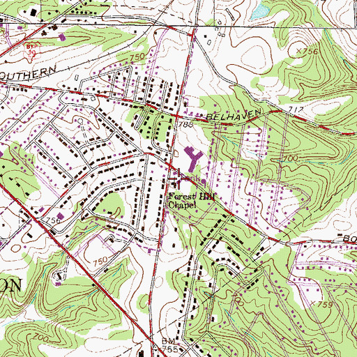 Topographic Map of Forest Hill Baptist Church, SC
