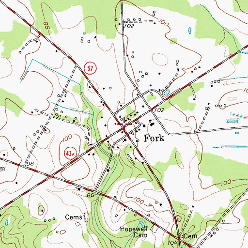 Topographic Map of Fork, SC