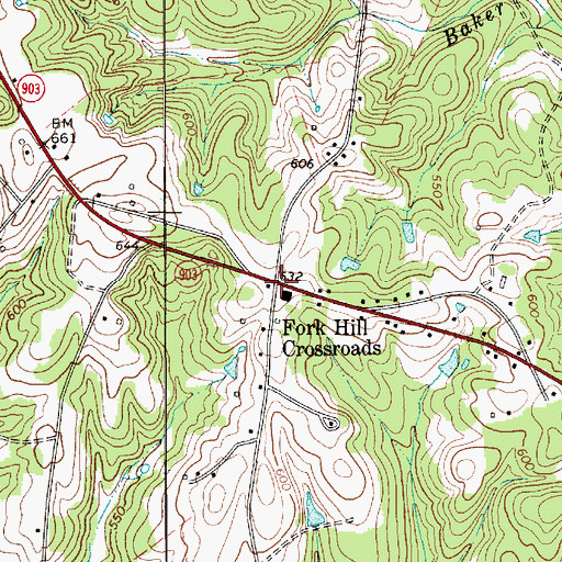 Topographic Map of Fork Hill Crossroads, SC