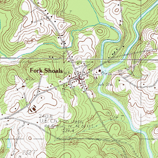 Topographic Map of Fork Shoals, SC