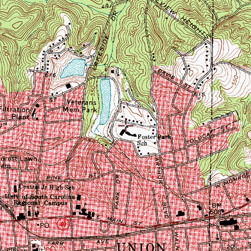 Topographic Map of Foster Park Elementary School, SC