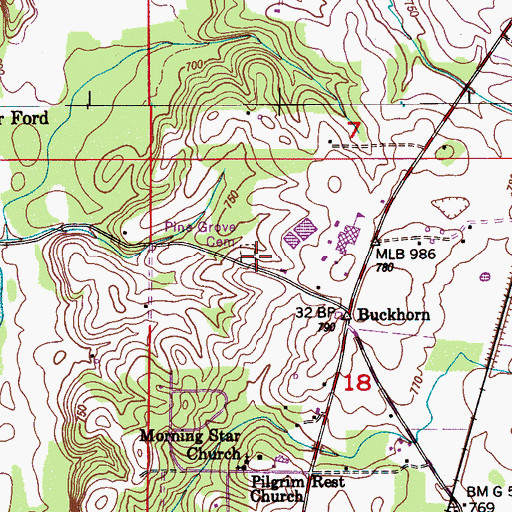 Topographic Map of Pine Grove Cemetery, AL