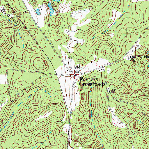 Topographic Map of Fosters Crossroads, SC