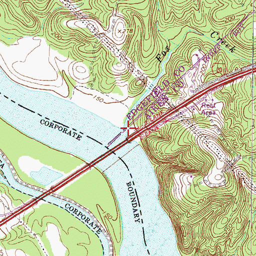 Topographic Map of Fox Creek, SC