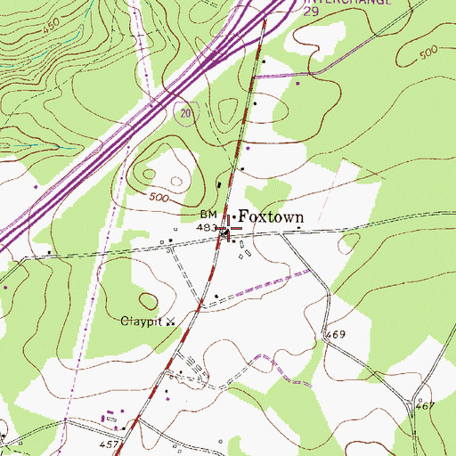 Topographic Map of Foxtown, SC