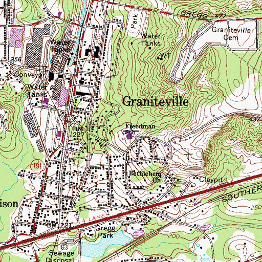 Topographic Map of Freedman School, SC