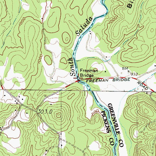 Topographic Map of Freeman Bridge, SC
