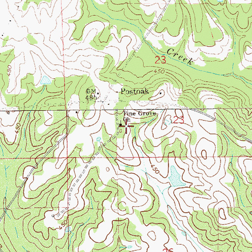 Topographic Map of Pine Grove Baptist Church, AL