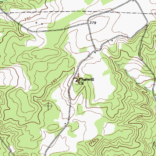 Topographic Map of Freewill Church, SC