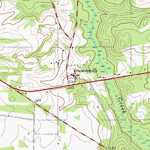 Topographic Map of Friendship Baptist Church, SC