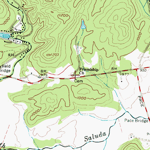 Topographic Map of Friendship Church, SC