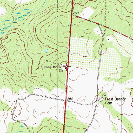 Topographic Map of Frost Branch Baptist Church, SC
