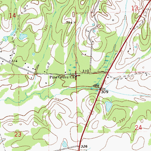 Topographic Map of Pine Grove Church, AL