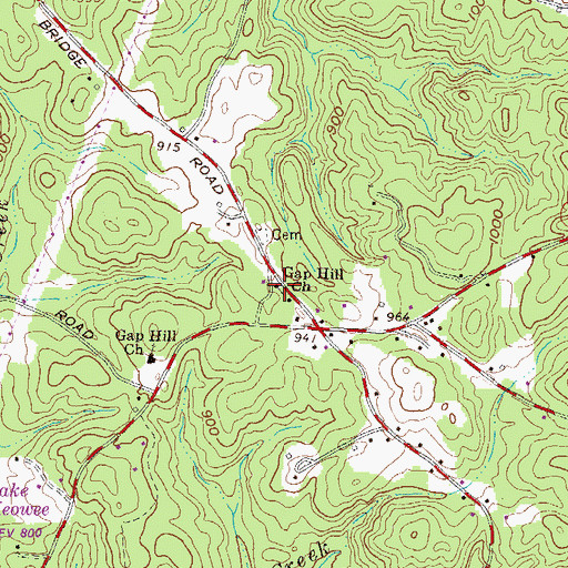 Topographic Map of Gap Hill Baptist Church, SC