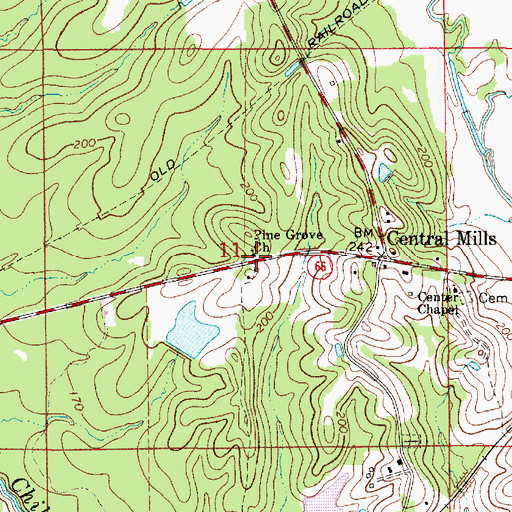 Topographic Map of Pine Grove Church, AL