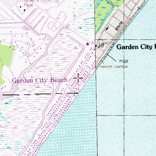 Topographic Map of Garden City Beach, SC