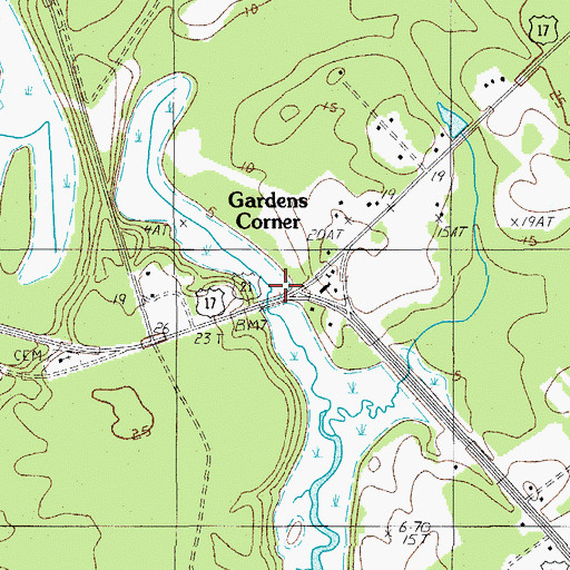 Topographic Map of Gardens Corner, SC