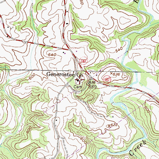 Topographic Map of Generostee Baptist Church, SC