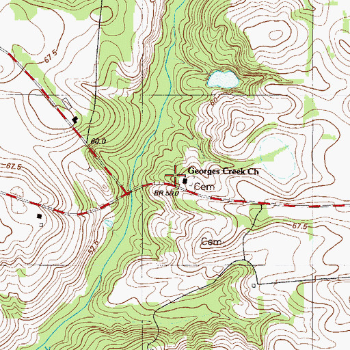 Topographic Map of Georges Creek Baptist Church, SC