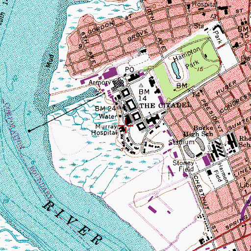 Topographic Map of Mary Bennett Murray Infirmary, SC