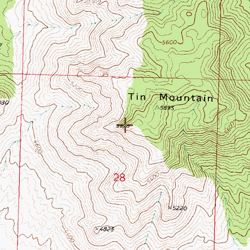 Topographic Map of Tin Mountain, AZ
