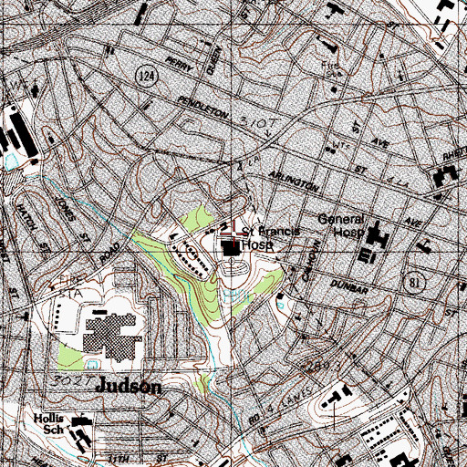Topographic Map of Saint Francis Downtown Hospital, SC