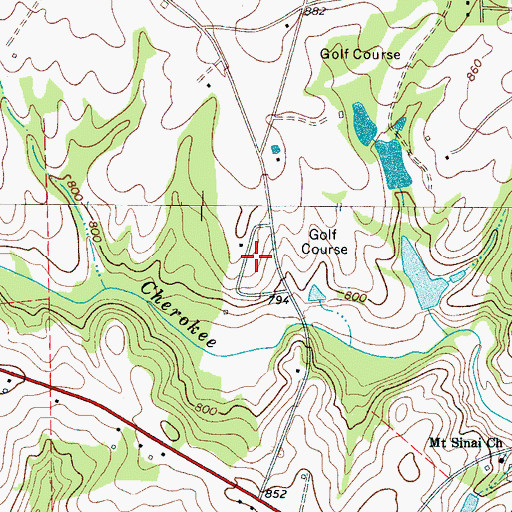 Topographic Map of Cherokee Hills, SC