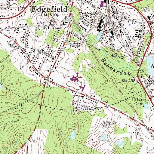 Topographic Map of Edgefield County Hospital, SC