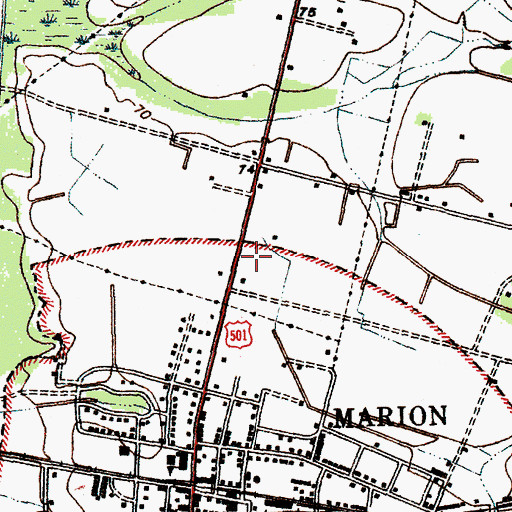 Topographic Map of Marion Memorial Hospital, SC