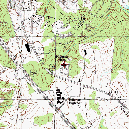 Topographic Map of Hillcrest Memorial Hospital, SC