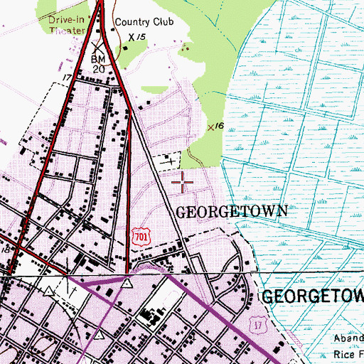 Topographic Map of Tidelands Georgetown Memorial Hospital, SC