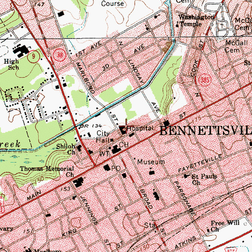Topographic Map of Marlboro County General Hospital, SC