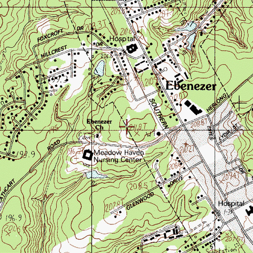 Topographic Map of Piedmont Medical Center, SC
