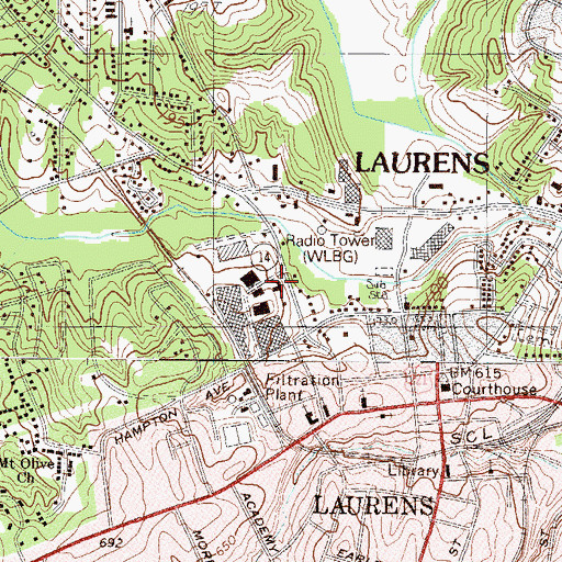 Topographic Map of Laurens County Health Center, SC