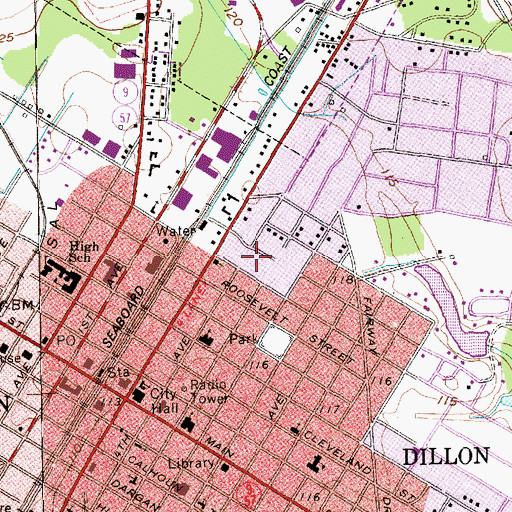 Topographic Map of McLeod Medical Center - Dillon, SC