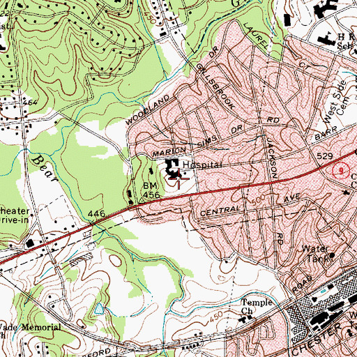 Topographic Map of Springs Memorial Hospital, SC
