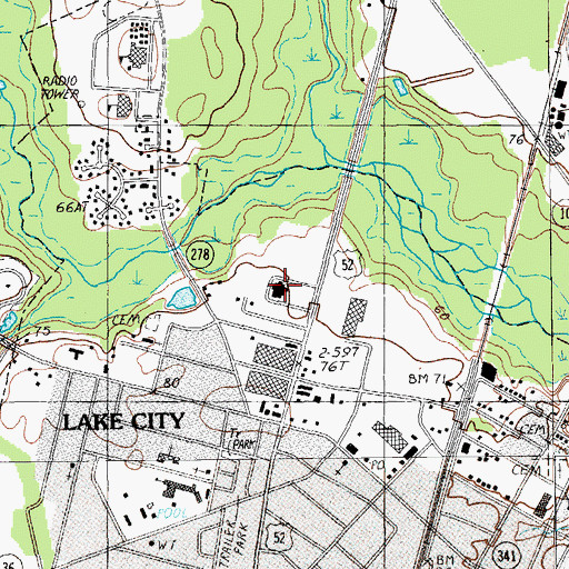 Topographic Map of Lake City Community Hospital, SC