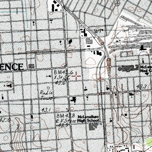 Topographic Map of McLeod Infirmary (historical), SC