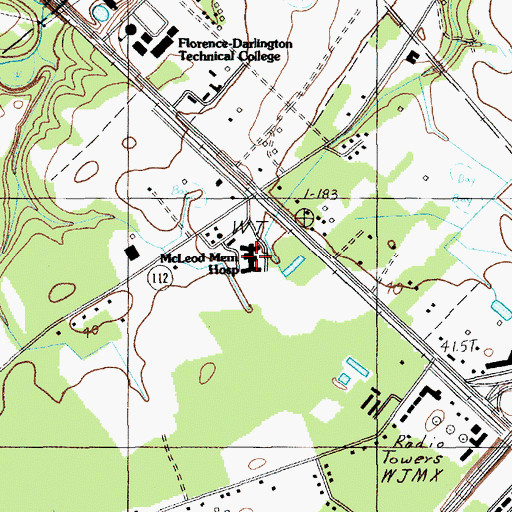 Topographic Map of McLeod Memorial Hospital, SC