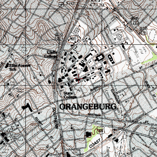 Topographic Map of Jacob W Lowman Hospital, SC