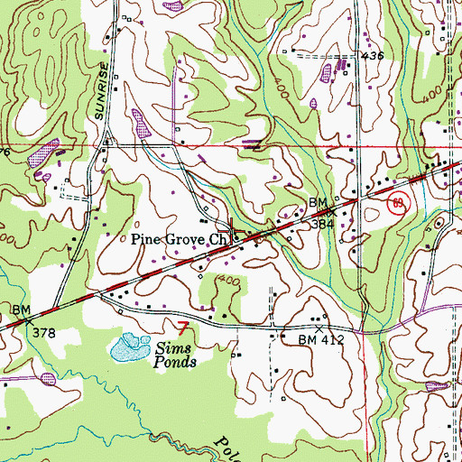 Topographic Map of Pine Grove Church, AL