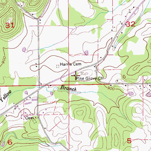 Topographic Map of Pine Grove Church, AL