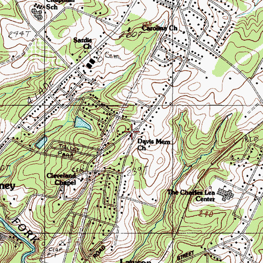 Topographic Map of Davis Memorial Church, SC