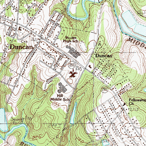 Topographic Map of Duncan Elementary School, SC