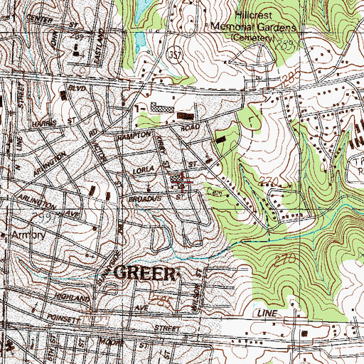 Topographic Map of East Greer Elementary School, SC