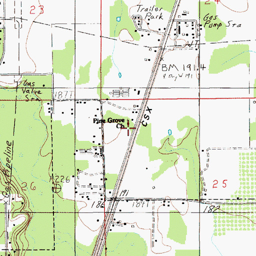 Topographic Map of Pine Grove Church, AL