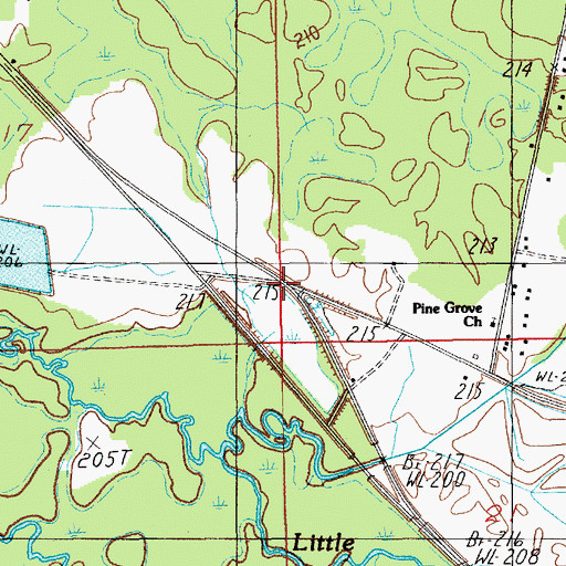 Topographic Map of Pine Grove School, AL